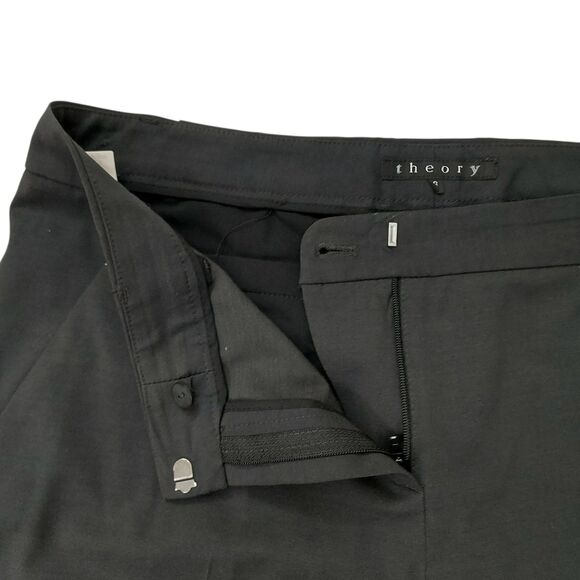 Theory Pants Womens 8 Dark Gray Flat Front Wool Blend Ankle Zip Office Career - Picture 4 of 12